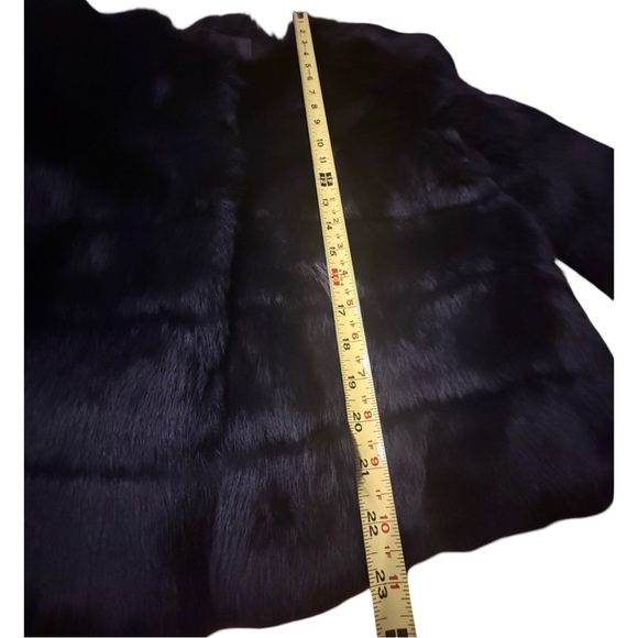Vintage Black Rabbit Fur Coat By Joie Women Sz Medium Fit Jacket Great Condition - Picture 14 of 16